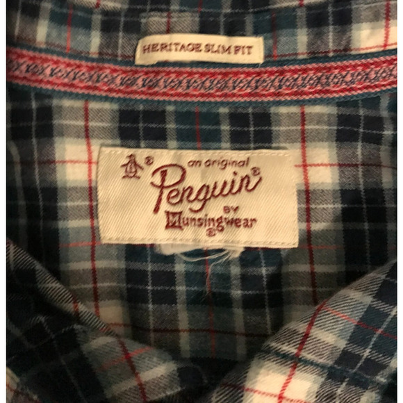 Original Penguin Men's Heritage Fit Blue Plaid Buttondown - Size is Missing - Picture 9 of 11